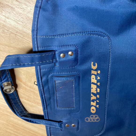 Olympic  Airways Vintage Royal Blue Vinyl Garment Bag. Pre-Owned - Picture 7 of 11